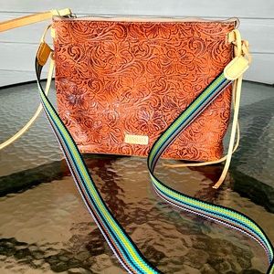 Consuela embossed leather crossbody bag.